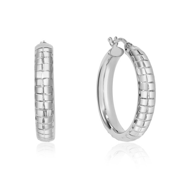 Creolen Silber 925 rhodiniert - Strukturiert - 5mm breit