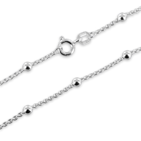 Ankerkette mit Kugeln Silber 925 - 1mm breit - 3mm Kugeln - Bild 2