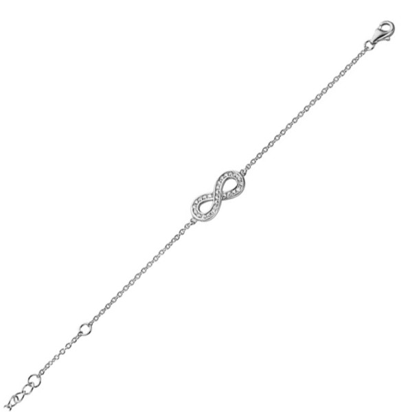 Armband Infinity Silber 925 rhodiniert - 27 Zirkonia - Tag in Herzform - Bild 2