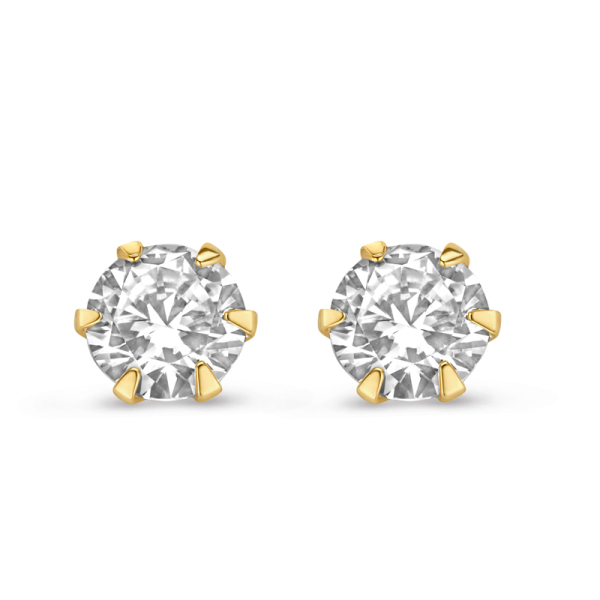 Ohrstecker Zirkonia Gold 585 - 4mm - 6-Stotzen-Fassung