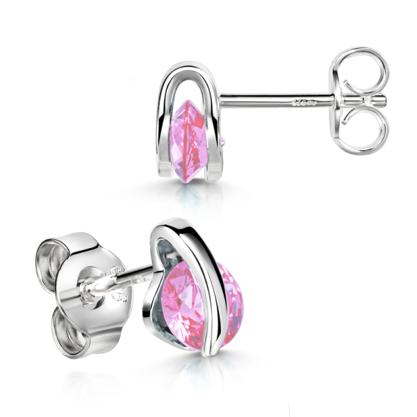 Ohrstecker mit Zirkonia rosé Silber 925 - Ø 5mm