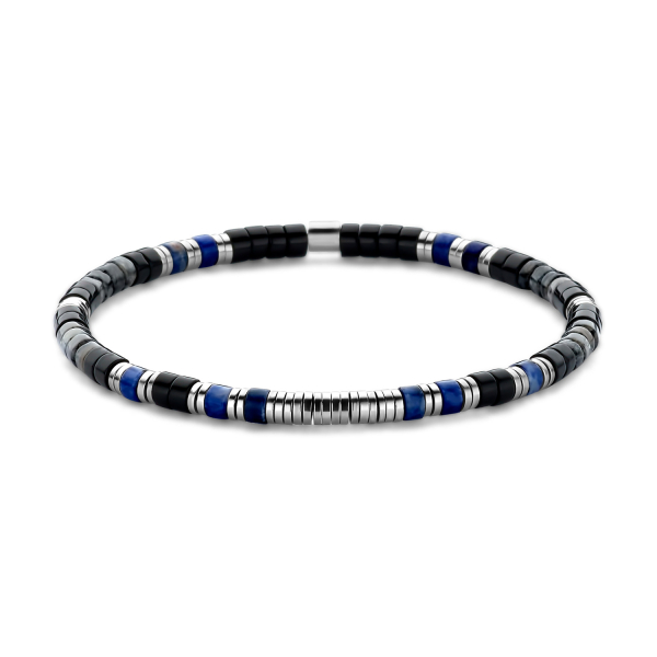 Frank 1967 Armband Edelstahl IPS - Schwarzer Achat und blauer Labradorit 4mm