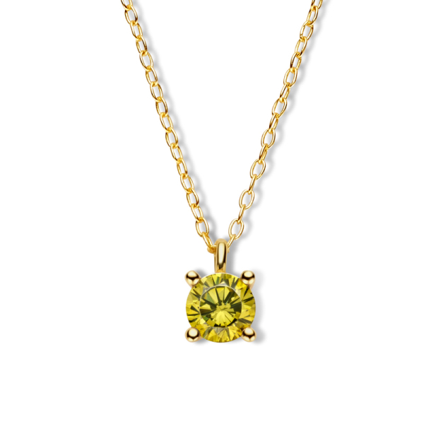 Collier mit Zirkonia olivgrün Silber 925 vergoldet - 40+5cm