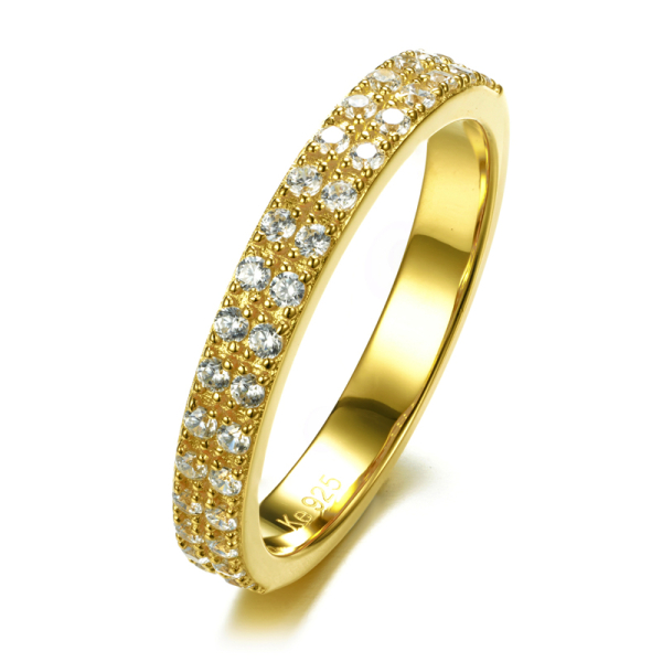 Damenring Silber 925 vergoldet - 18 Karat - 34 Zirkonia