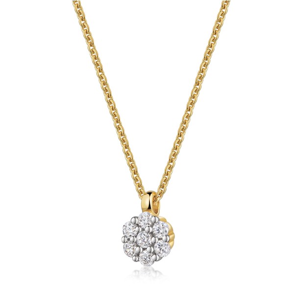Collier Silber 925 vergoldet - Anhänger mit 7 Zirkonia - Ø 5,8mm - Recyceltes Silber - Bild 2