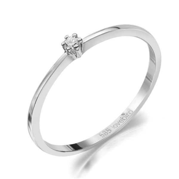 Lovebird Damenring Weißgold 585 - Brillant 0,03 ct. - 6 Stotzen Fassung