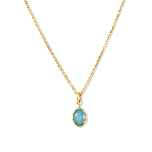 Collier mit Anhänger Nano Chrysopras blau Silber 925 vergoldet