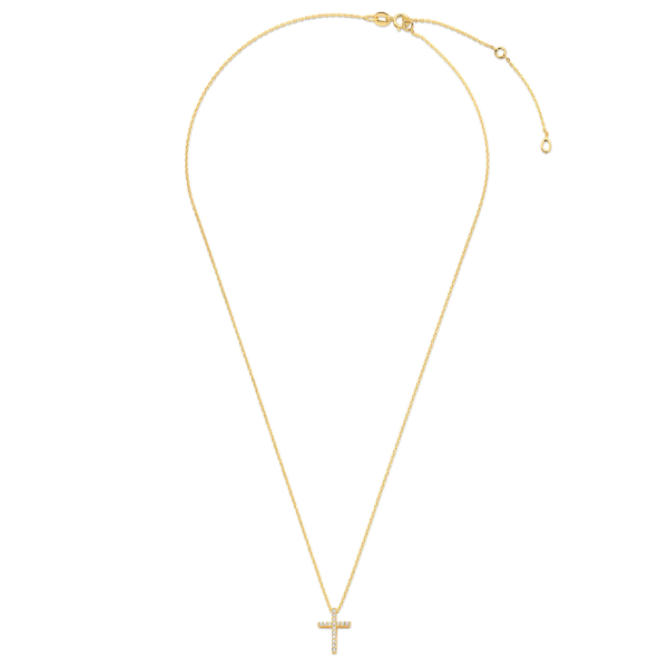 Collier mit Anhänger Kreuz Gold 585 - 16 Zirkonia - Bild 2
