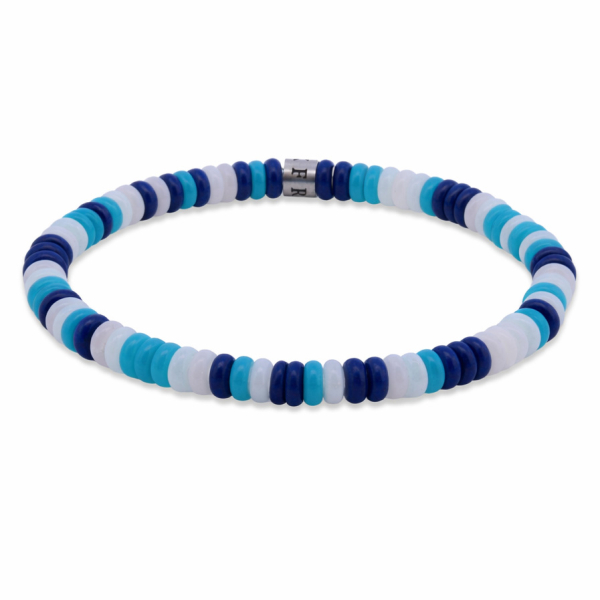 Frank 1967 Armband Disc Beads Edelstahl IPS - Weiß, Blau, Hellblau