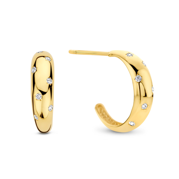 Ohrstecker Gold 585 - 16 Zirkonia - Ø 13mm