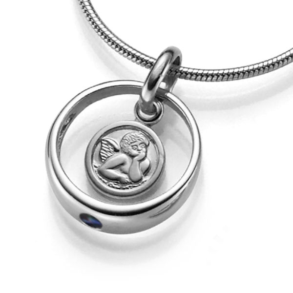 Taufring-Anhänger Engel Silber 925 - Saphir