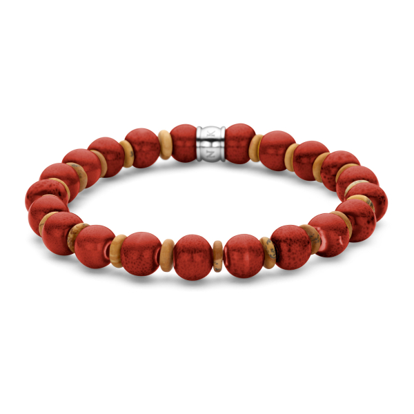 Frank 1967 Armband Edelstahl IPS - Roter Keramikstein 8mm