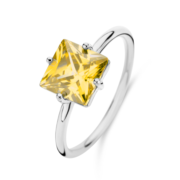 Damenring Zirkonia Citrin Silber 925 - 8x8mm