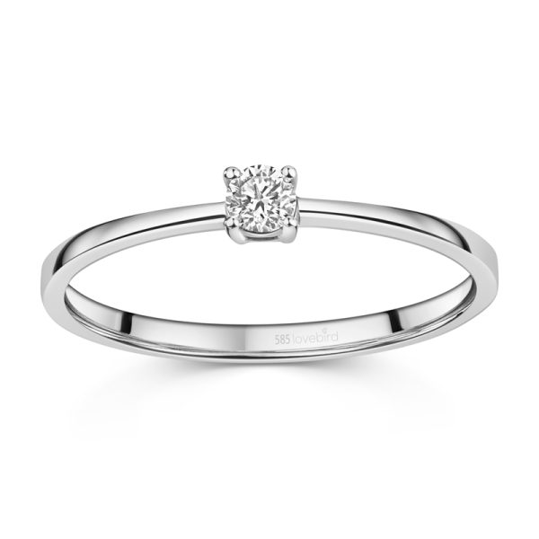 Lovebird Damenring Weißgold 585 - Brillant 0,10 ct. - 4 Stotzen Fassung - Bild 3
