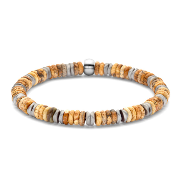 Frank 1967 Armband Beiger Bilderstein und Hämatit - 6mm