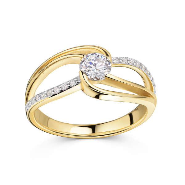 Ring Silber 925 vergoldet - 19 Zirkonia - 8,7mm breit