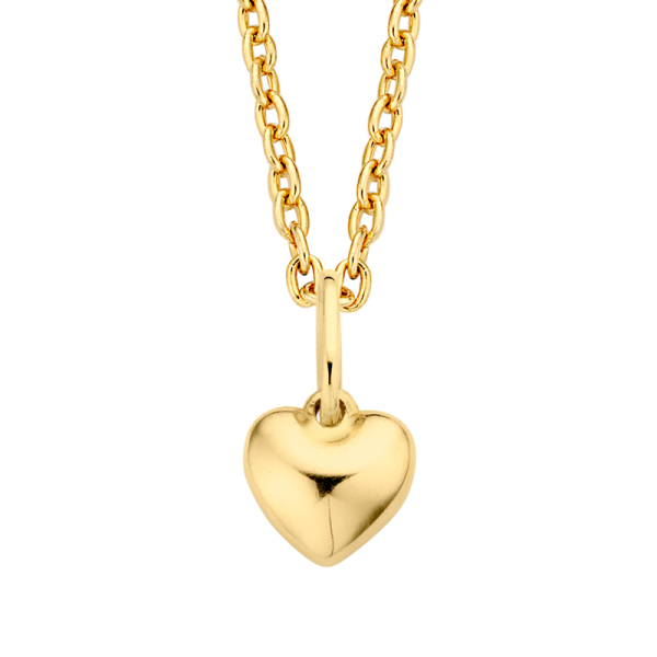Collier Herz Gold 585 - Herz 5x5mm - Diamantierte Ankerkette
