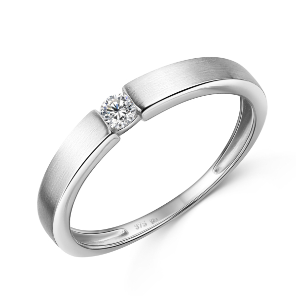 Ring Weißgold 375 - Zirkonia - Teilmattiert