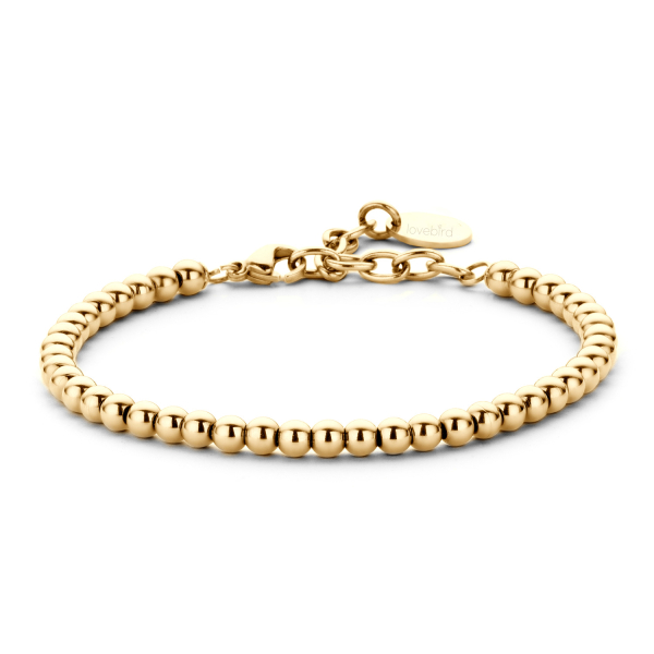 Lovebird Kugelarmband 4mm breit Edelstahl - Goldfarbene IP-Beschichtung