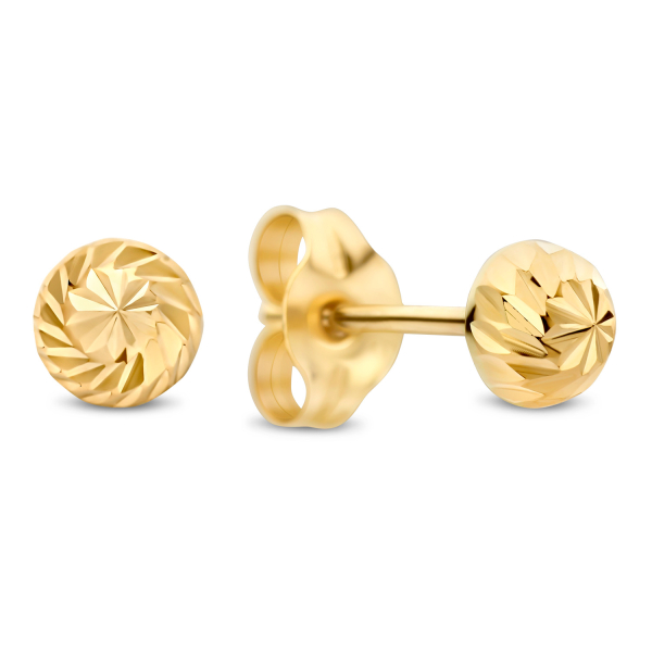 Ohrstecker Halbkugel Gold 585 - Hochglanz diamantiert - Ø 4,00mm