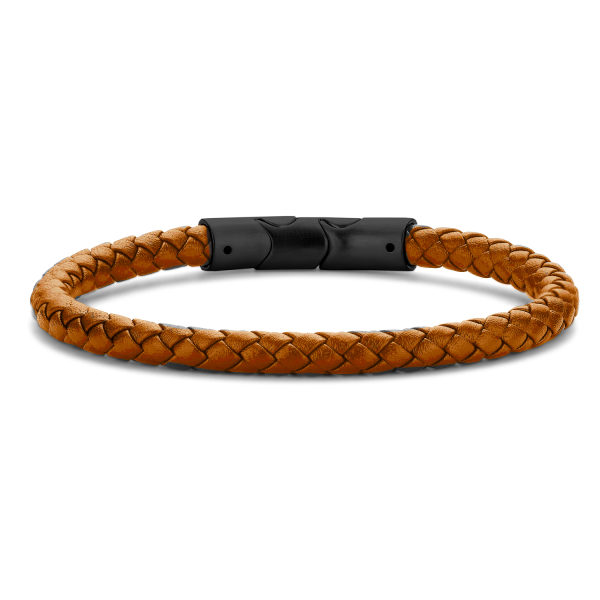 Frank 1967 Armband Echtleder Braun Geflochten Edelstahl IPB - 6mm breit
