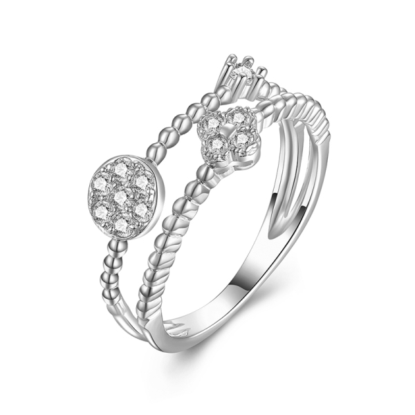 Damenring Silber 925 - 12 Zirkonia - 9mm breit