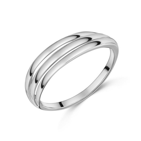Damenring 3-reihig Silber 925 rhodiniert - Glanz - 5,5mm breit