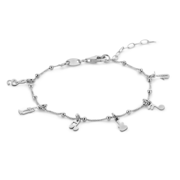 Armband Musik Noten Instrumente Silber 925 rhodiniert