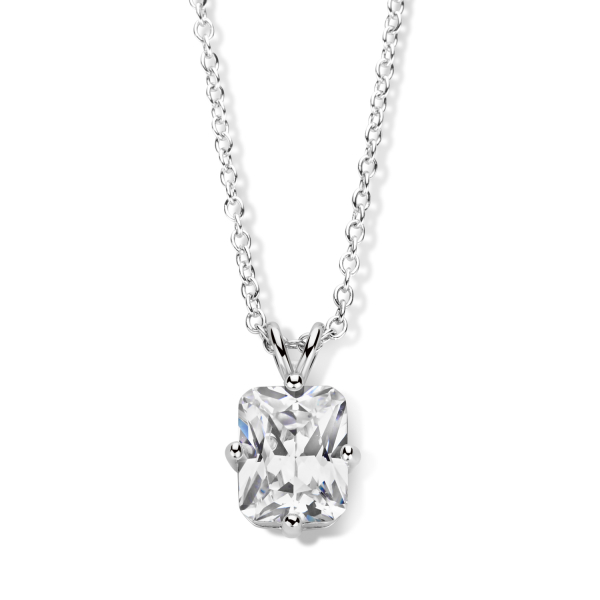 Collier mit Zirkonia weiß Silber 925 rhodiniert - 8x10mm - Ankerkette