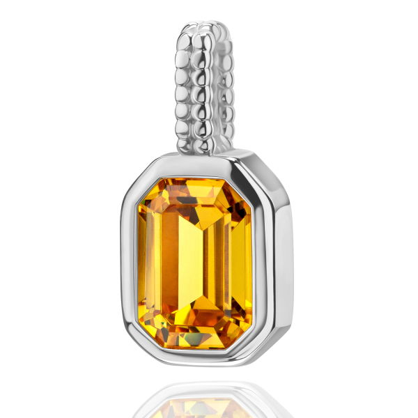 Anhänger Octagon Zirkonia Gelb Silber 925 rhodiniert