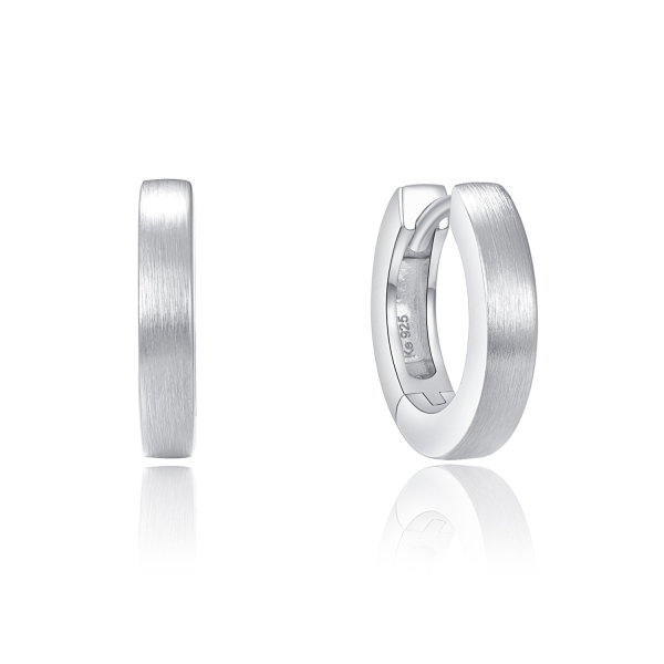 Klappcreolen Silber 925 rhodiniert - Ø 11mm - Teilmatt - 2,3mm breit