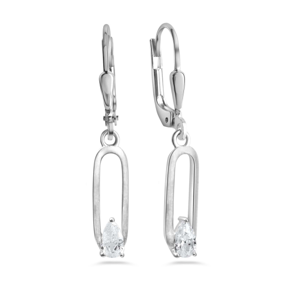 Ohrhänger Zirkonia 5x3mm Silber 925 rhodiniert