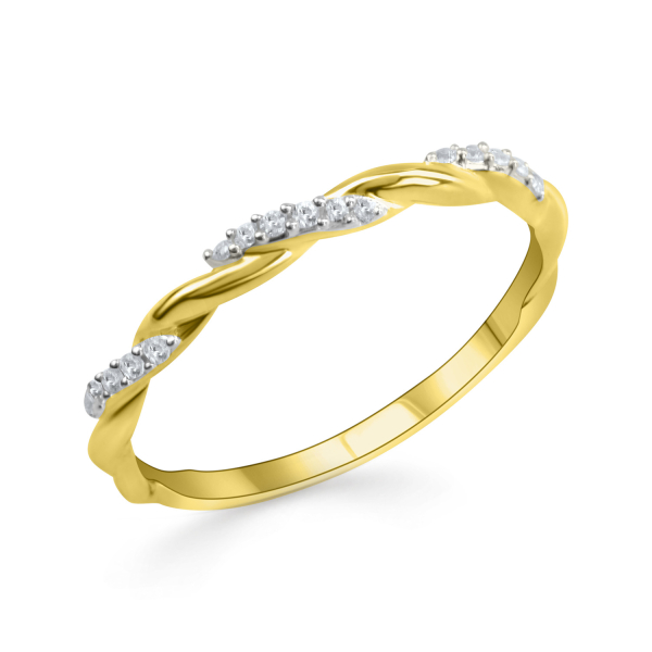 Damenring Silber 925 vergoldet - 18 Zirkonia - 2mm breit