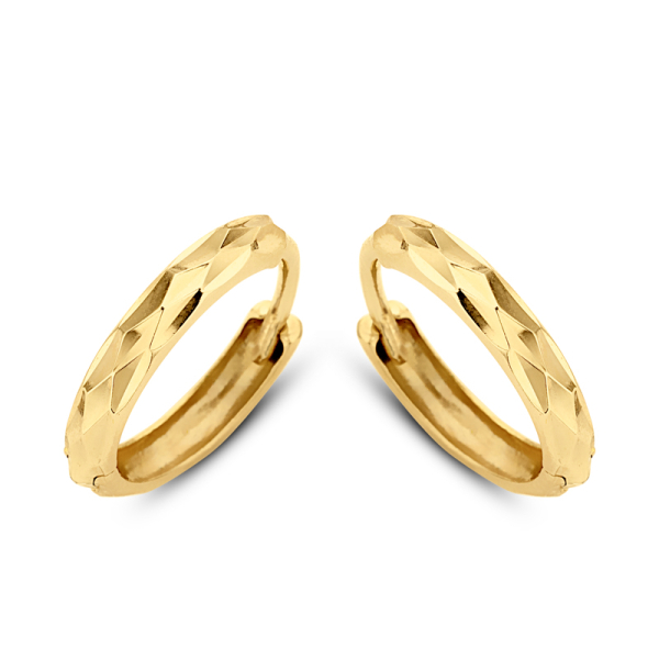 Klappcreolen Gold 585 - Diamantiert - Ø 12mm - 2,2mm breit