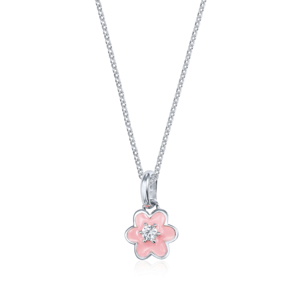Anhänger Blume Silber 925 rhodiniert - Lack Pink und Zirkonia - Bild 2