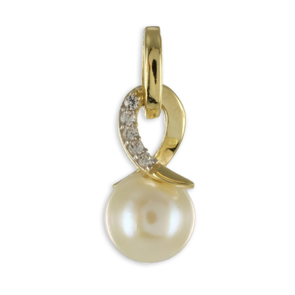 Anhänger Süßwasser-Zuchtperle Gold 333 - 5 Zirkonia