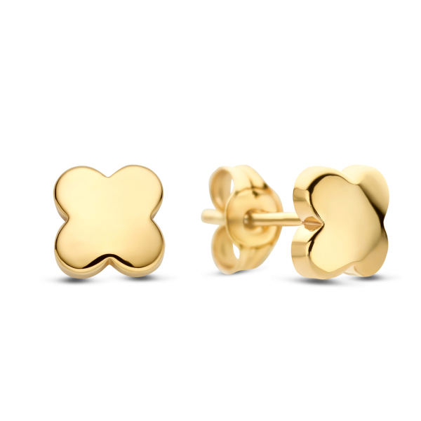 Ohrstecker Kleeblatt Gold 585 - Hochglanz - 4,6mm
