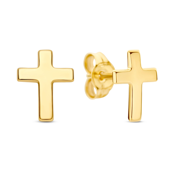 Ohrstecker Kreuz Gold 585 - Hochglanz - 8,00x6,00mm