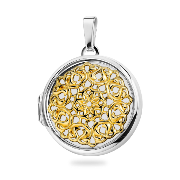 Medaillon Floral Silber 925 Bicolor teilvergoldet - Rund - 21,5mm