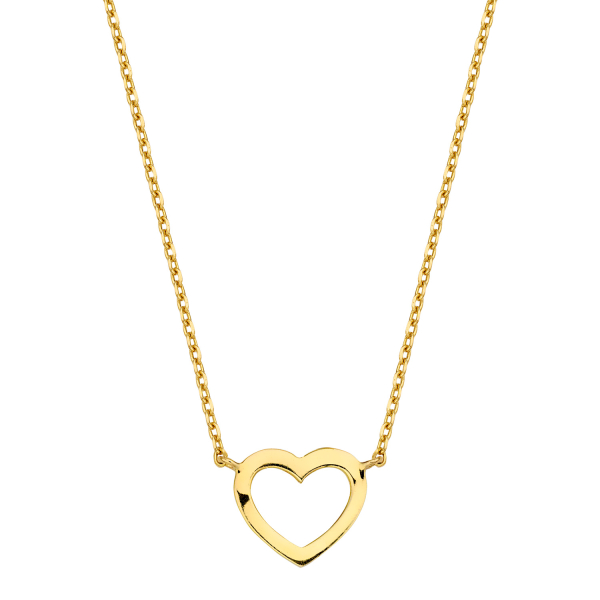 Collier Herz Gold 585 - Zwischenteil Herz 9x6mm - Diamantierte Ankerkette - Bild 2