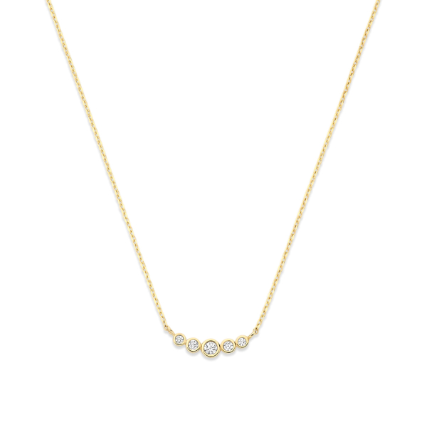 Collier Curve mit Zirkonia Gold 585 - Ankerkette 43cm mit Zwischenösen