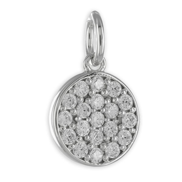 Anhänger Silber 925 rhodiniert - 19 Zirkonia - Ø 9mm