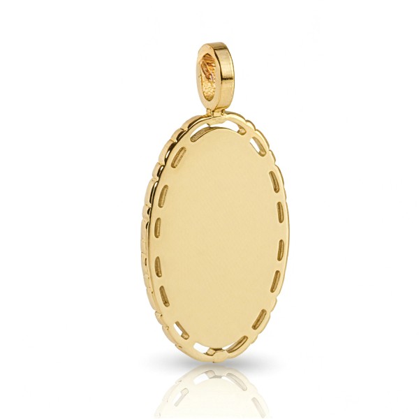 Anhänger Gravurplatte oval mit Bordüre Edelstahl IPG - 20x13mm - Filigrane Bordüre
