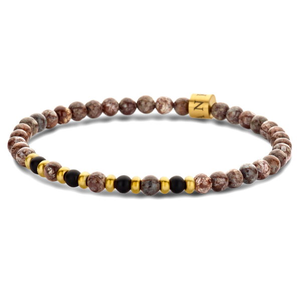 Frank 1967 Armband Edelstahl IPG - Schneeflocken-Obsidian-Perlen und Achat