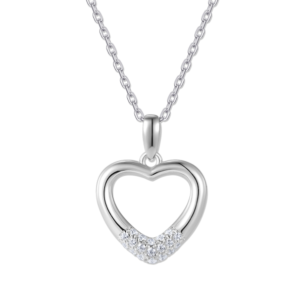 Collier mit Anhänger Herz Silber 925 rhodiniert - 19 Zirkonia