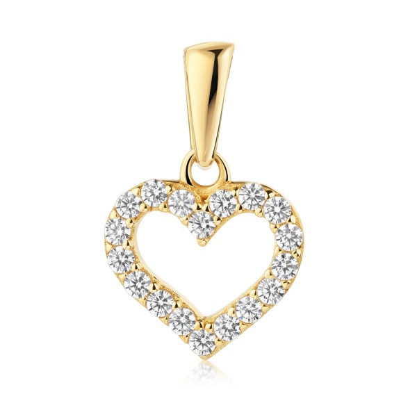 Anhänger Herz Gold 333 - 18 Zirkonia - 9x8mm
