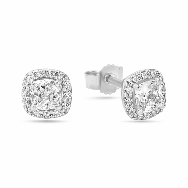 Ohrstecker mit 26 Zirkonia Silber 925 rhodiniert - Recyceltes Silber
