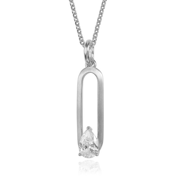 Anhänger Silber 925 rhodiniert - 1 Zirkonia - 17,5x5,5mm