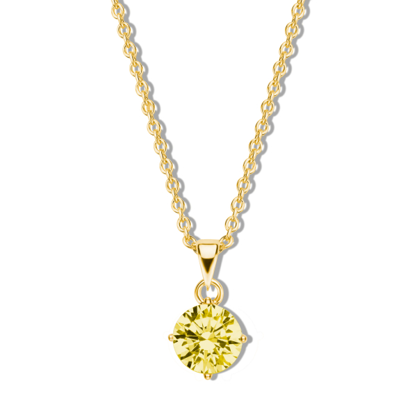 Collier mit Zirkonia gelb Silber 925 vergoldet - Ø 5mm - Ankerkette