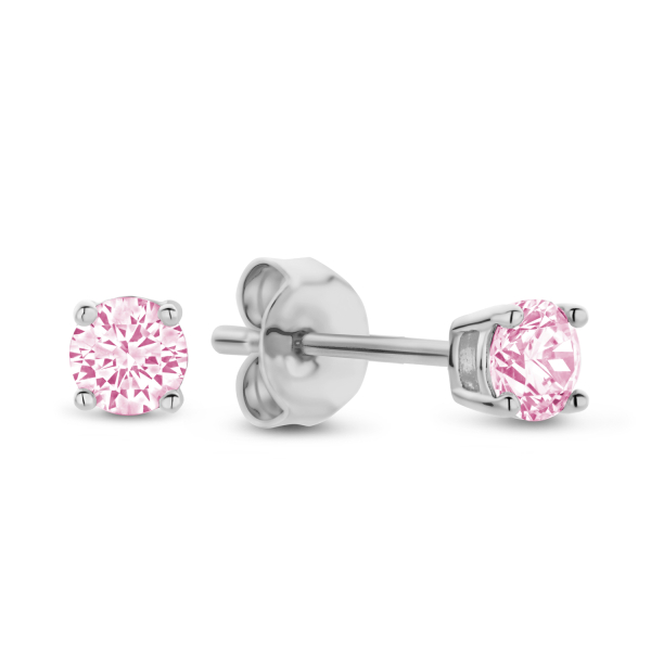 Ohrstecker mit Zirkonia pink Silber 925 rhodiniert - Ø 3mm